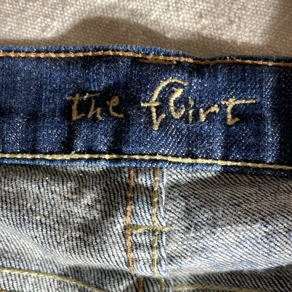 The Flirt blue jeans size 12 stretch, mid rise flare - Picture 3 of 6